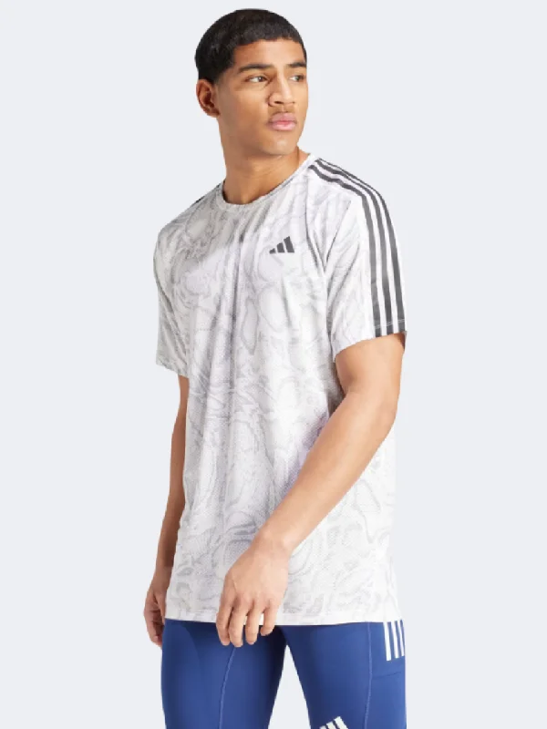 Men's short-sleeve rugged denim top-Adidas Own The Run Men Running T-Shirt White