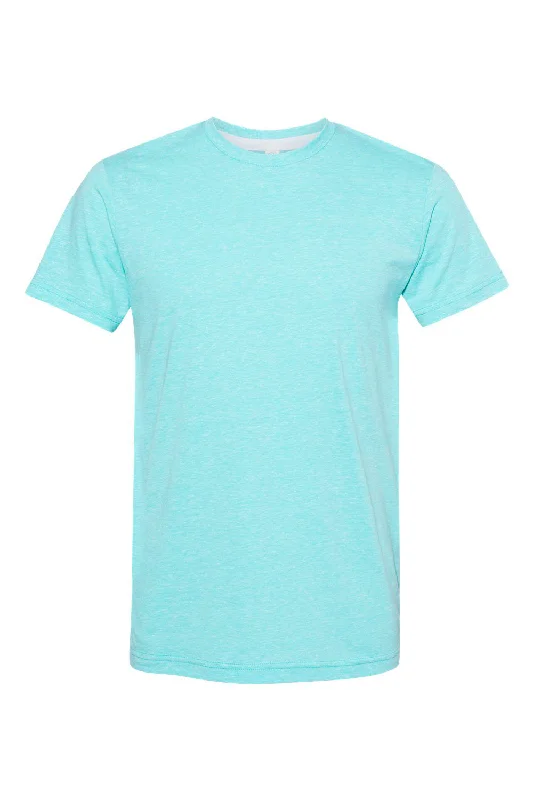 Men's short-sleeve road trip casual shirt-LAT Mens Harborside Melange Short Sleeve Crewneck T-Shirt - Caribbean Blue