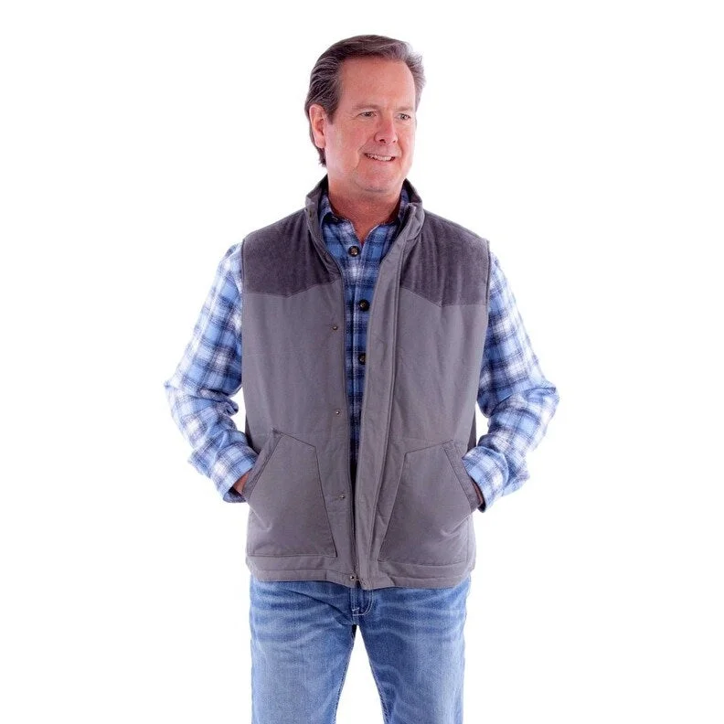 Men's lake jackets-Scully Western Vest Mens Snap Band Collar Quilted Lining F0_TR-079