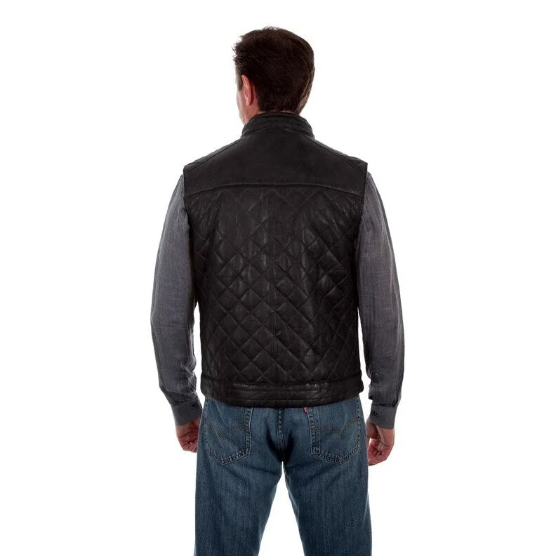 Men's warehouse jackets-Scully Western Vest Mens Rugged Quilted Leather Zip Front F0_1026