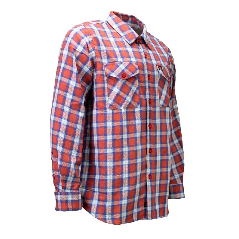 Men's short-sleeve loose red tee-Milwaukee Leather MNG11670 Men's Red, Blue and White Long Sleeve Cotton Flannel Shirt