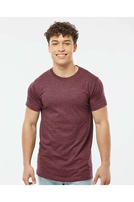 Men's short-sleeve low-cost white shirt-Tultex Mens Fine Jersey Short Sleeve Crewneck T-Shirt - Heather Burgundy