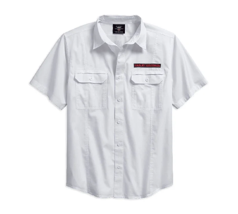 Men's short-sleeve hiking gray shirt-Harley-Davidson® Men's Checkerboard Graphic Short Sleeve Shirt, White 96194-18VM