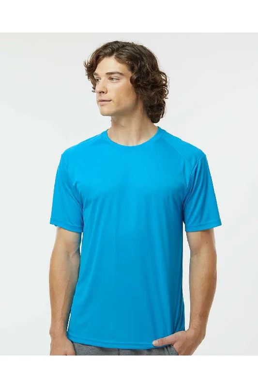 Men's short-sleeve structured purple tee-Paragon Mens Islander Performance Moisture Wicking Short Sleeve Crewneck T-Shirt - Turquoise Blue