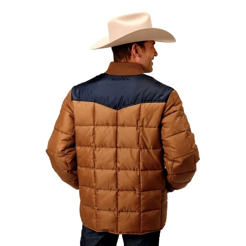 Men's collectible jackets-Roper Western Jacket Mens Quilts Warm Zip Brown 03-097-0761-0532 BR