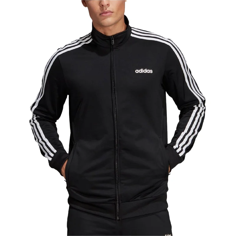 Men's boxy jackets-Adidas Mens Essential 3 Stripe Track Jacket, Black, Small