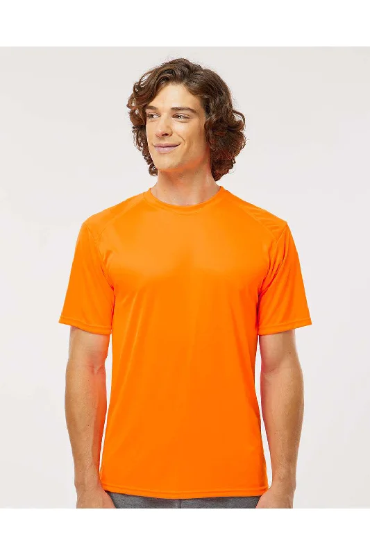 Men's short-sleeve sage green athletic shirt-Paragon Mens Islander Performance Moisture Wicking Short Sleeve Crewneck T-Shirt - Neon Orange