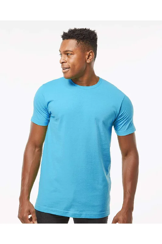 Men's short-sleeve snowboarding white shirt-Tultex Mens Fine Jersey Short Sleeve Crewneck T-Shirt - Aqua Blue