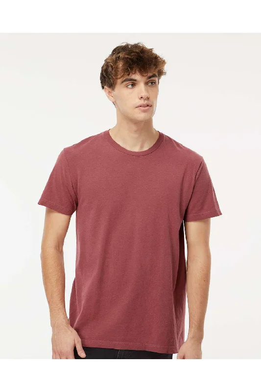 Men's short-sleeve draped orange shirt-M&O Mens Vintage Garment Dyed Short Sleeve Crewneck T-Shirt - Brick Red