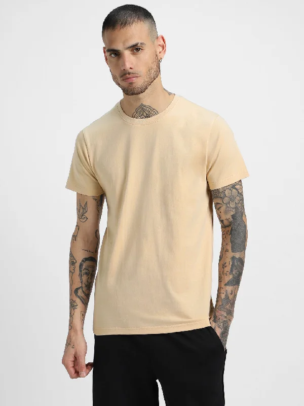 Men's short-sleeve boxy black tee-Swan White Plain Tshirt