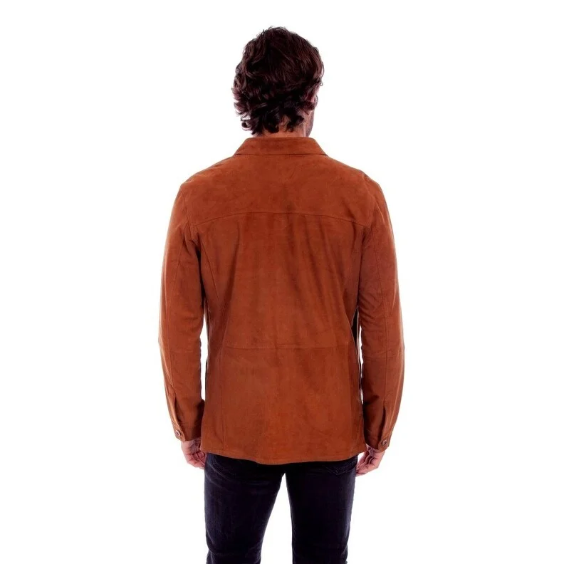 Men's unique jackets-Scully Western Jacket Mens Leather Button Front Cinnamon F0_2047