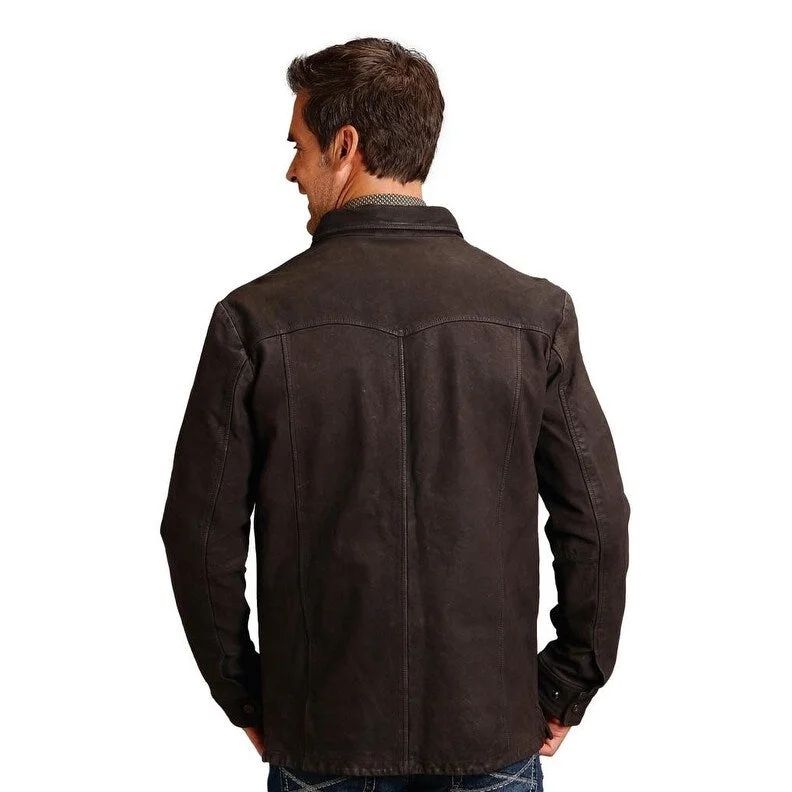 Men's cruelty-free jackets-Stetson Western Jacket Mens Half Lined Brown 11-097-0539-6629 BR