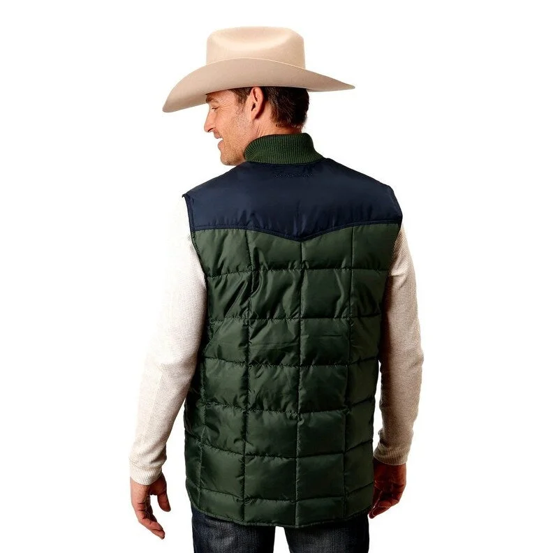 Men's city jackets-Roper Western Vest Mens OPP Down Filled Green 03-097-0763-0536 GR