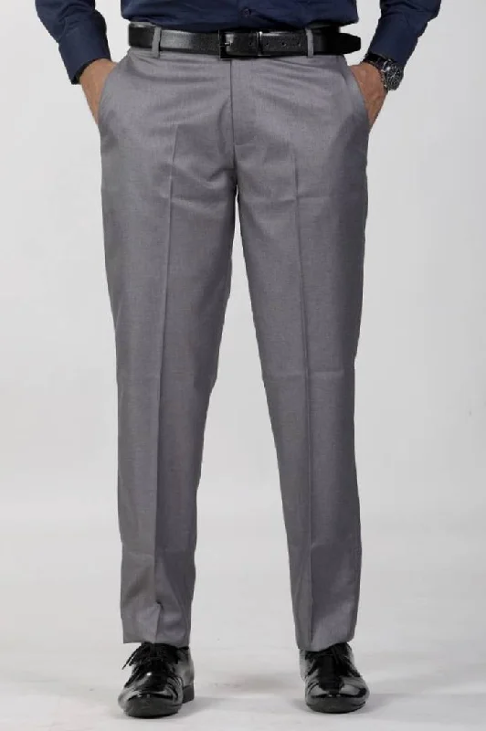 men's white pants-Men's Solid Mid Rise Formal Trouser