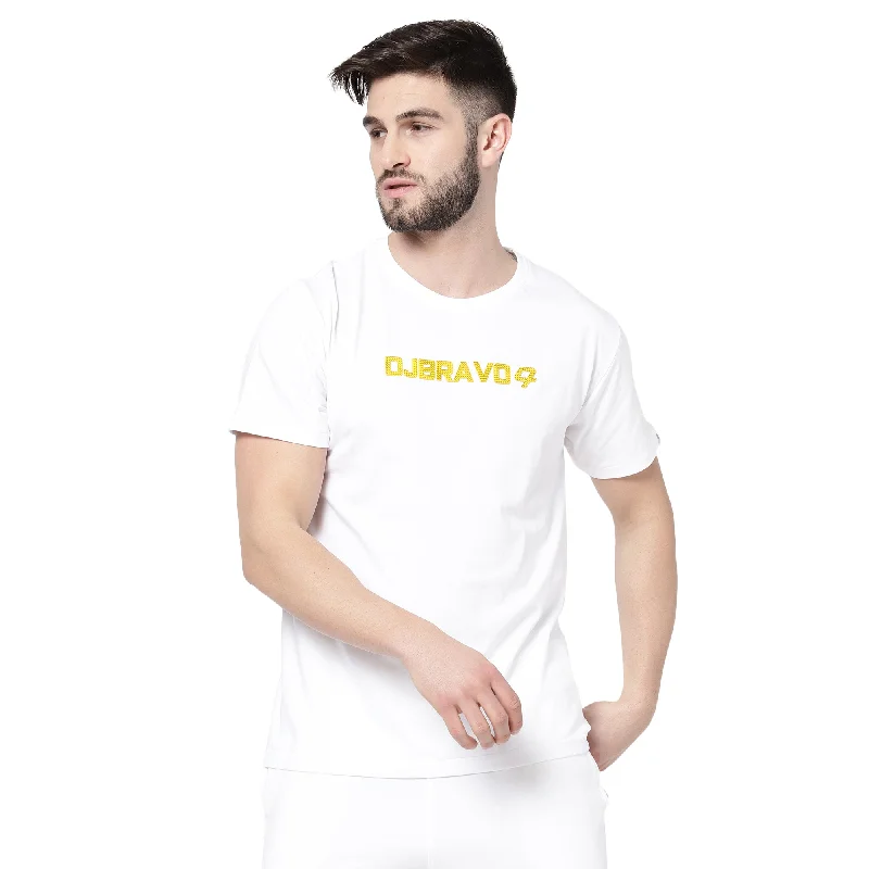 Men's short-sleeve UV-protective beach tee-djbravo47 Men's White - Premium Silicone Logo Printed T-shirt