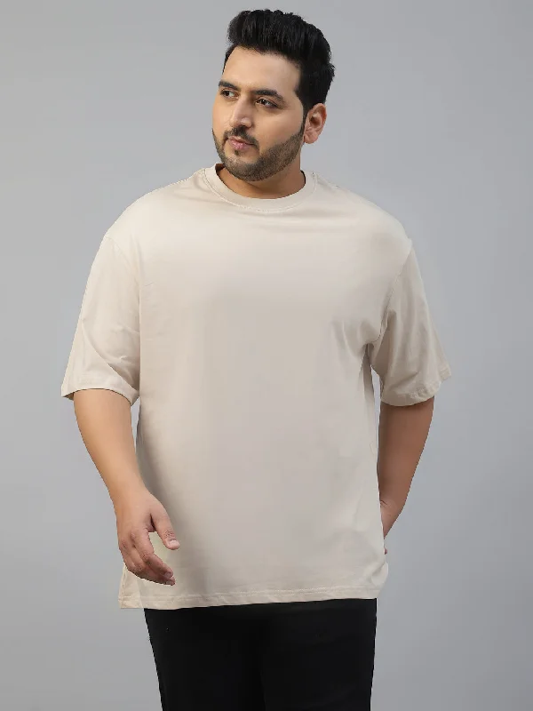 Men's short-sleeve subtle pattern tee-Swanwhite Solid Oversized Plus Size T-shirt