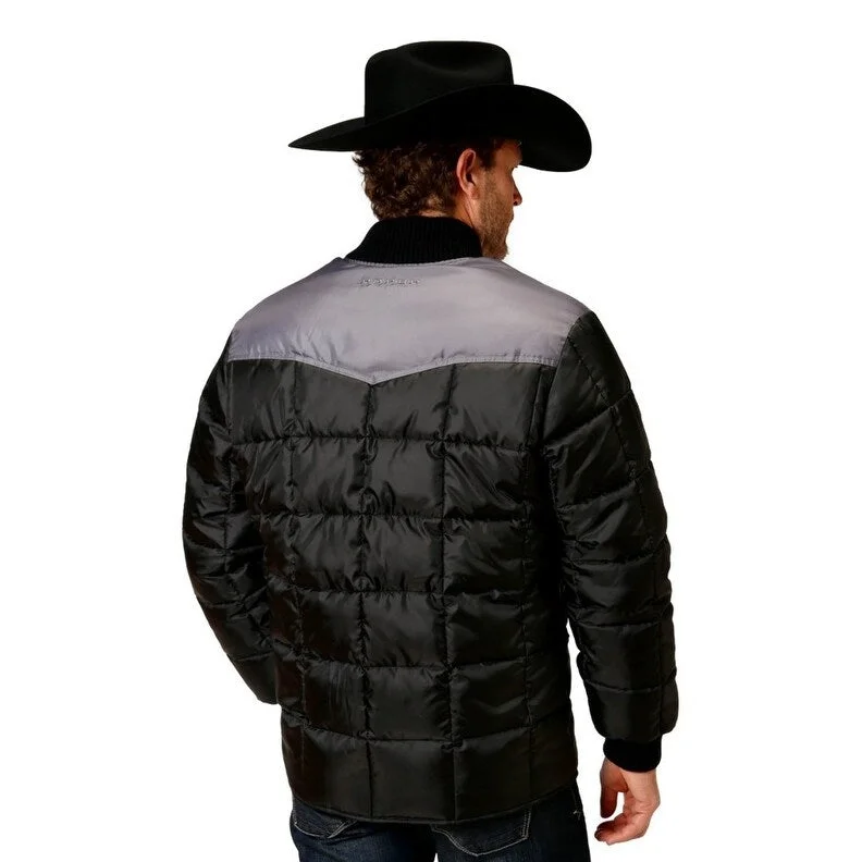 Men's breeze jackets-Roper Western Jacket Mens Poly Fill Zipper Black 03-097-0761-0528 BL