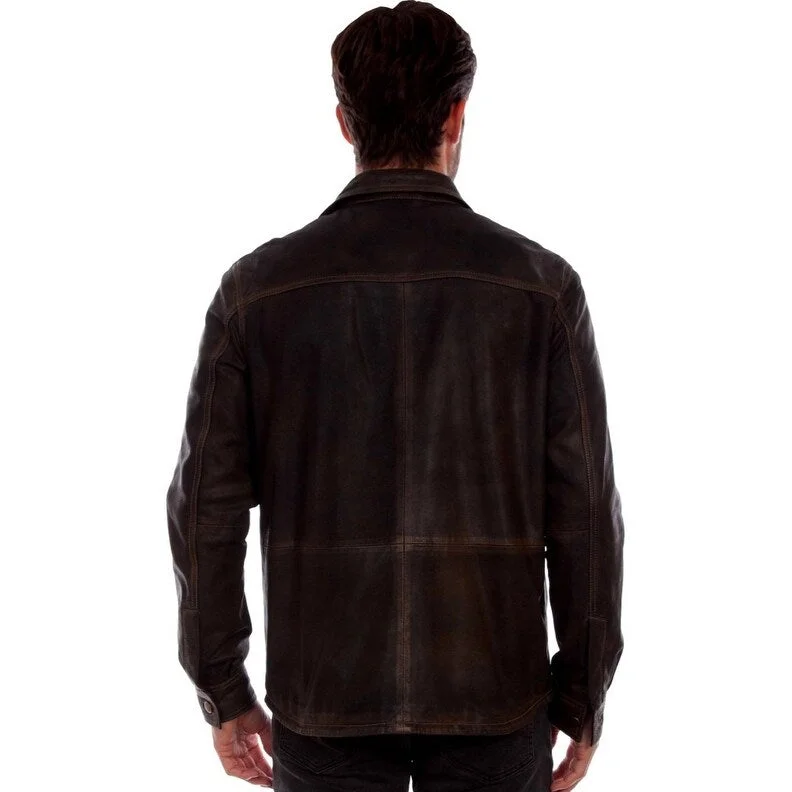 Men's alpine jackets-Scully Western Jacket Mens Button Front Leather Chocolate F0_2025