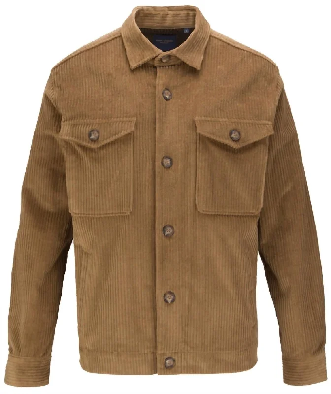 Men's ridge jackets-Men's Corduroy Shirt Jacket In Tan