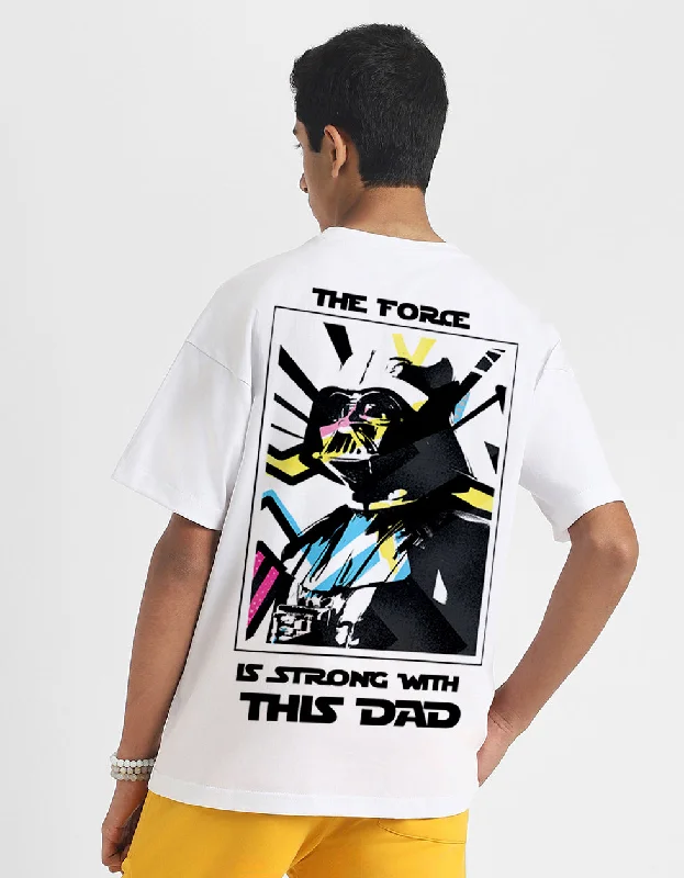 Men's short-sleeve aqua beach shirt-Starwar White Oversized Graphic Back Printed Boys T-shirt