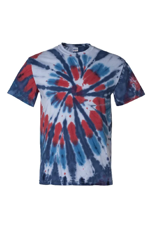 Men's short-sleeve flowing yellow top-Dyenomite Mens Cut Spiral Tie Dyed Short Sleeve Crewneck T-Shirt - Americus