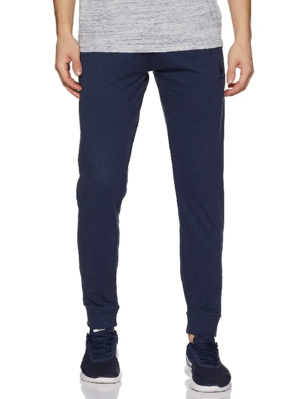 men's high-waisted navy pants-Dark Blue Cotton Men's Pyjamas Bottom Jogger pants