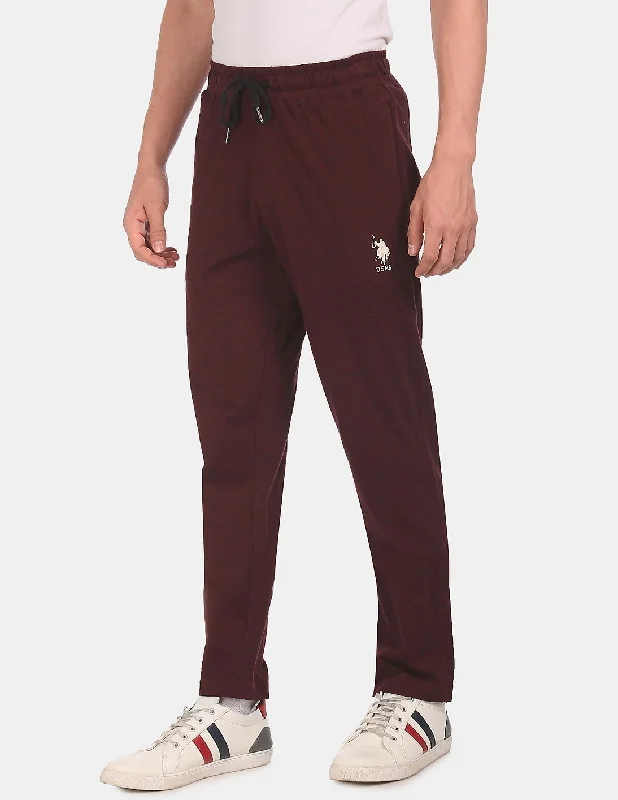 men's formal blue pants-US Polo Cotton Maroon Track Pants Lower Bottom for Men