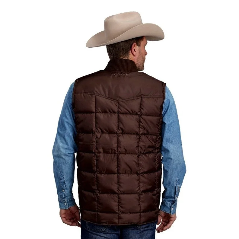 Men's tundra jackets-Roper Western Vest Mens OPP Chocolate Brown 03-097-0763-0602 BR