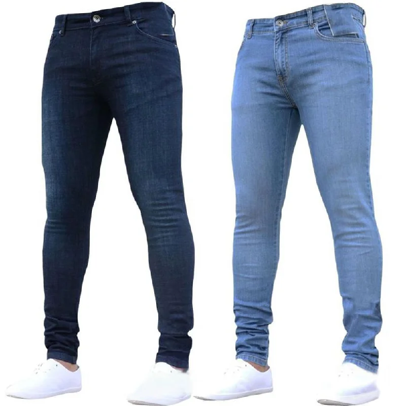 men's wool stretch pants-Hot Mens Skinny Jeans 2019 Super Skinny Jeans Men Non Ripped Stretch Denim Pants Elastic Waist Big Size European  Long Trousers