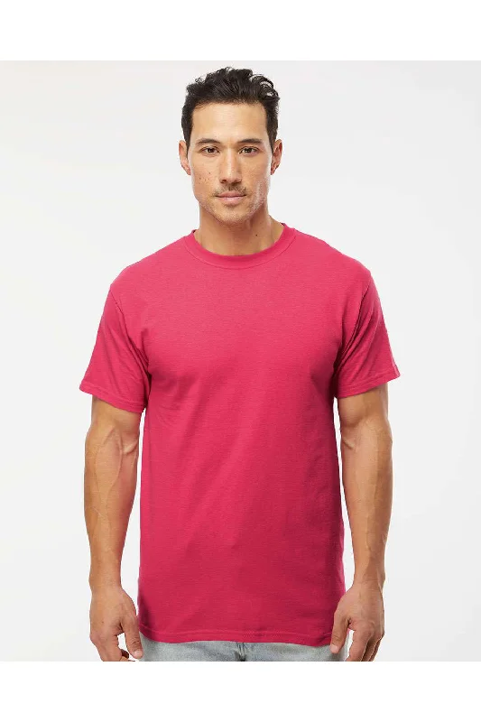 Men's short-sleeve anti-odor workout top-M&O Mens Gold Soft Touch Short Sleeve Crewneck T-Shirt - Heliconia Pink