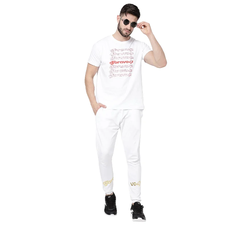 Men's short-sleeve mustard yellow top-djbravo47 Men's White - Premium High Density Logo Printed T-shirt