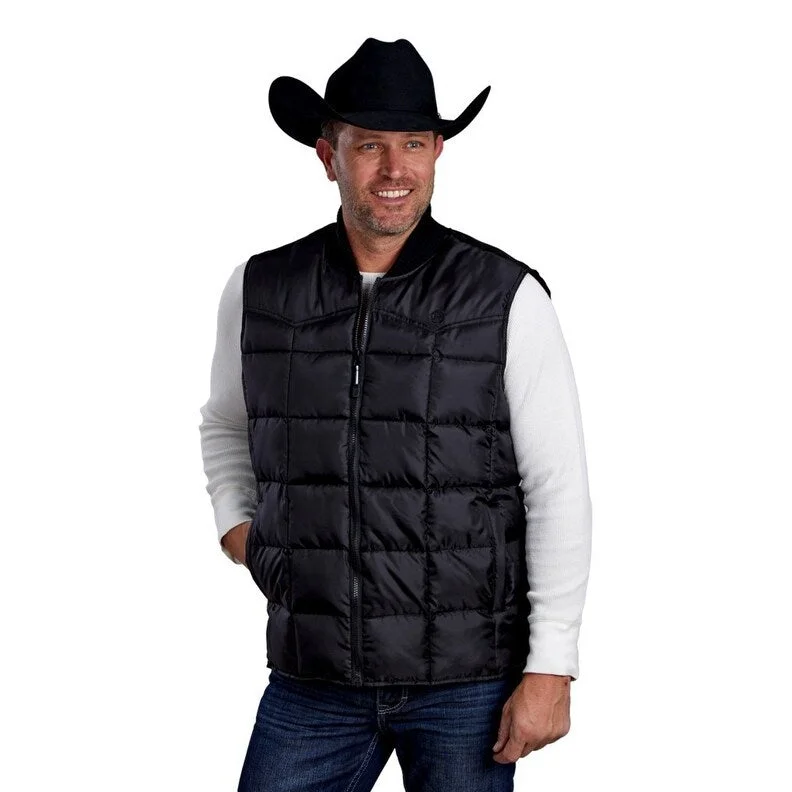 Men's group jackets-Roper Western Vest Mens Zip Price Point Black 03-097-0763-0600 BL