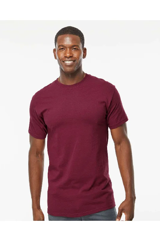 Men's short-sleeve distressed vintage shirt-M&O Mens Gold Soft Touch Short Sleeve Crewneck T-Shirt - Maroon