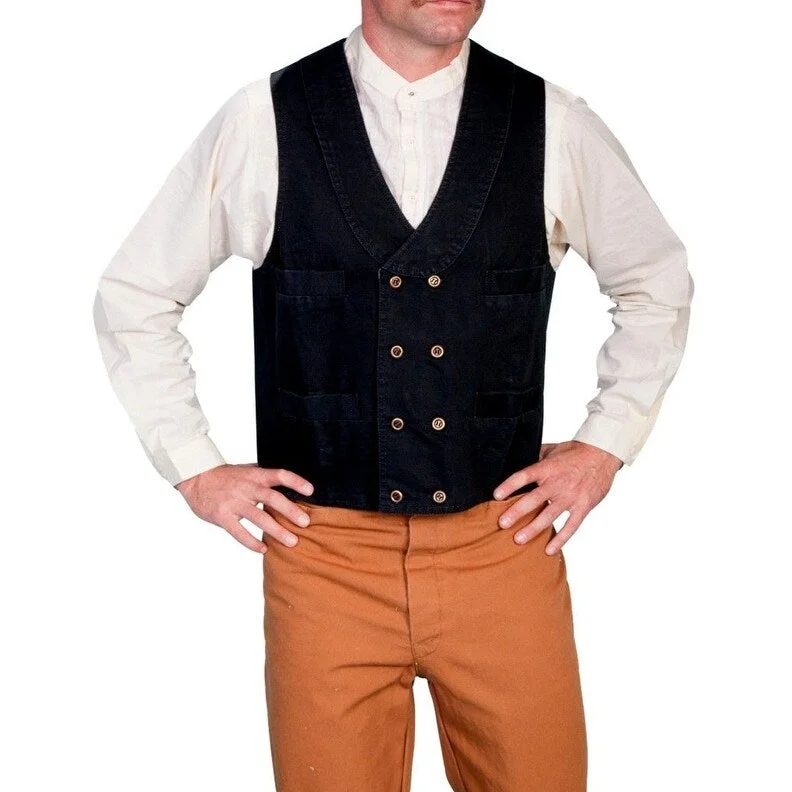 Men's trailblazing jackets-Scully Western Vest Mens Double Breasted Canvas Rangewear F0_RW150