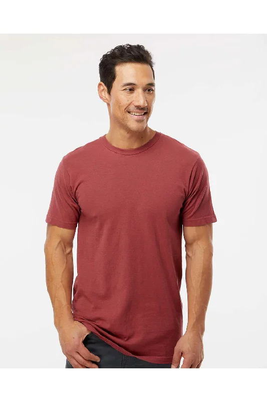 Men's short-sleeve smooth silk tee-M&O Mens Vintage Garment Dyed Short Sleeve Crewneck T-Shirt - Crimson Red