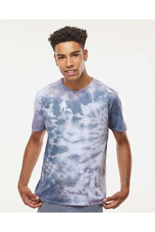 Men's short-sleeve embroidered casual top-Dyenomite Mens LaMer Over Dyed Crinkle Tie Dyed Short Sleeve Crewneck T-Shirt - Arctic - Closeout