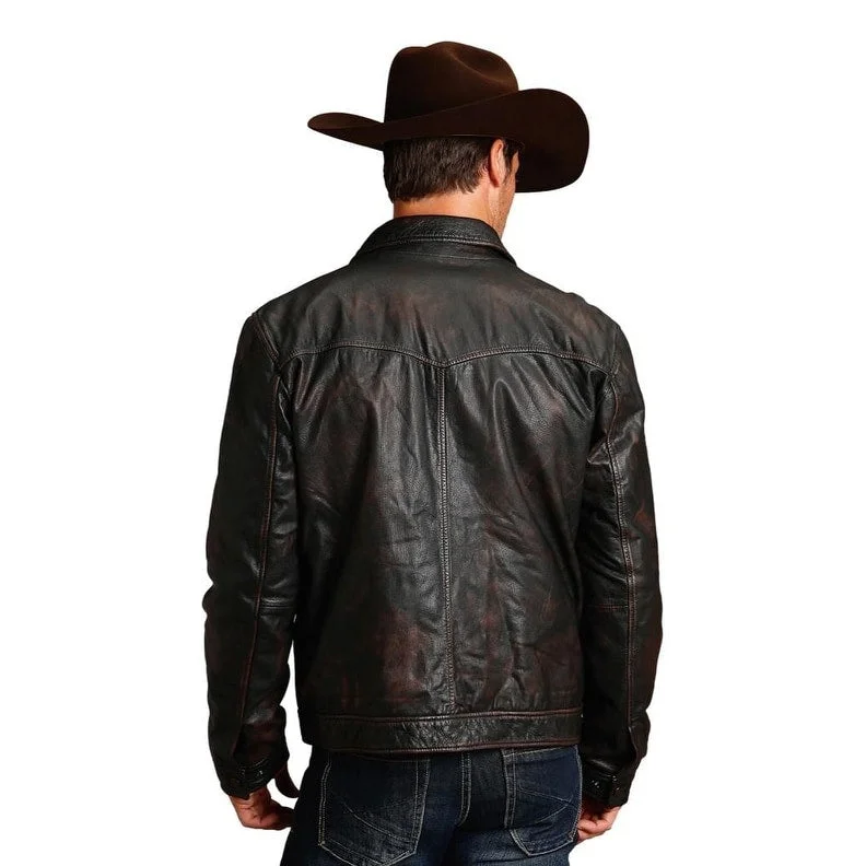 Men's regular-fit jackets-Stetson Western Jacket Mens Snap Cuffs Brown 11-097-0539-6630 BR