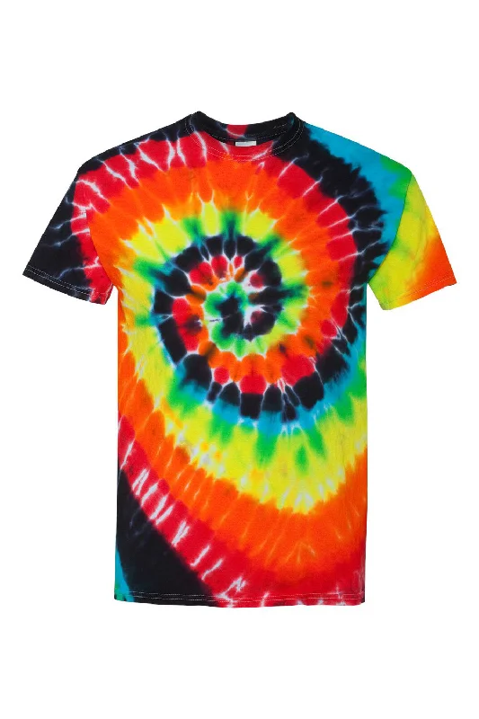 Men's short-sleeve festival tie-dye shirt-Dyenomite Mens Spiral Tie Dyed Short Sleeve Crewneck T-Shirt - Illusion - Closeout