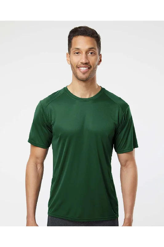 Men's short-sleeve floral print top-Paragon Mens Islander Performance Moisture Wicking Short Sleeve Crewneck T-Shirt - Hunter Green