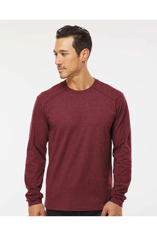 Men's short-sleeve polka dot summer tee-Kastlfel Mens Recycled Soft Long Sleeve Crewneck T-Shirt - Burgundy