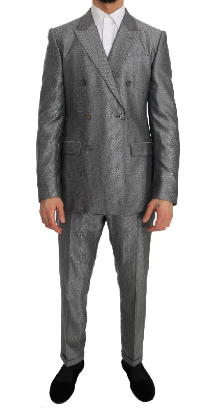 Men's plains jackets-Dolce & Gabbana Elegant  Double-Breasted Men's Suit