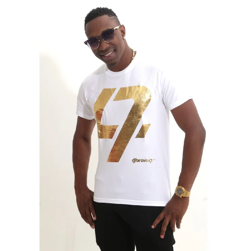 Men's short-sleeve sage green athletic shirt-djbravo47 Men's White - 47 Gold Foiled T-shirt