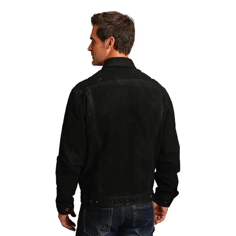 Men's heritage jackets-Stetson Western Jacket Mens Canvas Button Black 11-097-0539-6632 BL