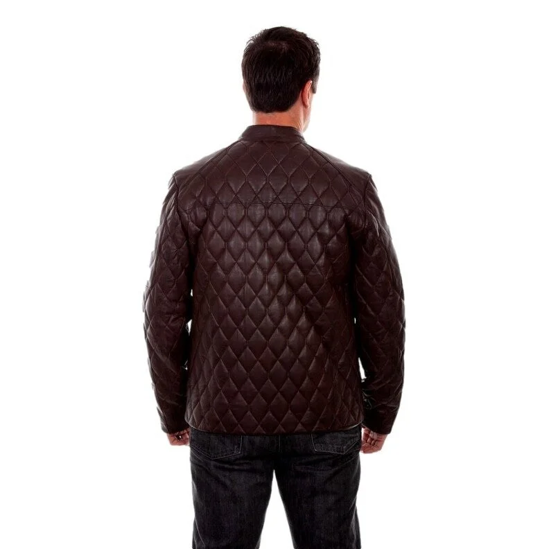 Men's woven jackets-Scully Western Jacket Mens Quilted Leather Zip Front F0_1001