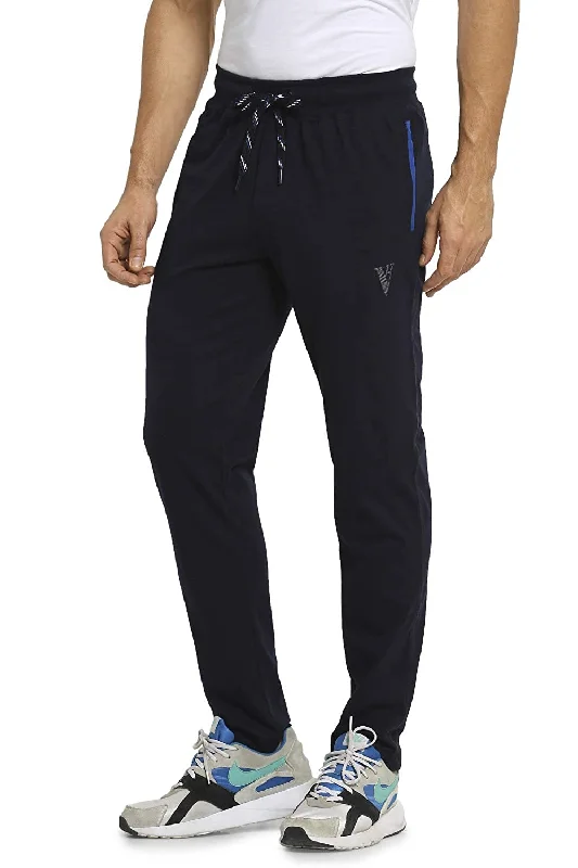 men's stretch blue jogger pants-Van Heusen Dark Blue Stylish Men Track Pants Cotton