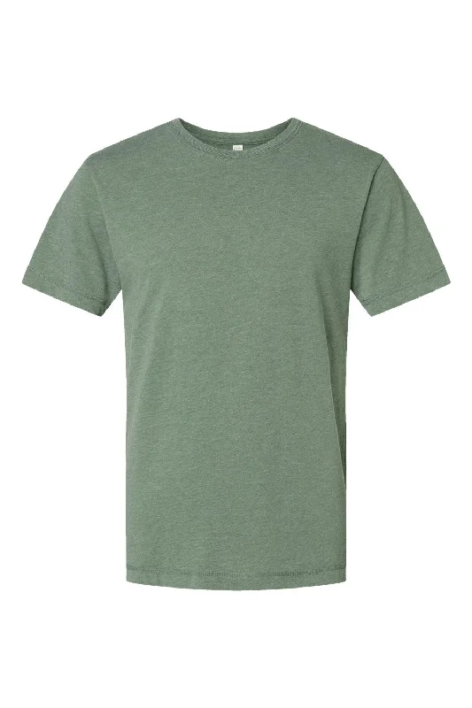 Men's short-sleeve draped orange shirt-LAT Mens Vintage Wash Short Sleeve Crewneck T-Shirt - Basil Green