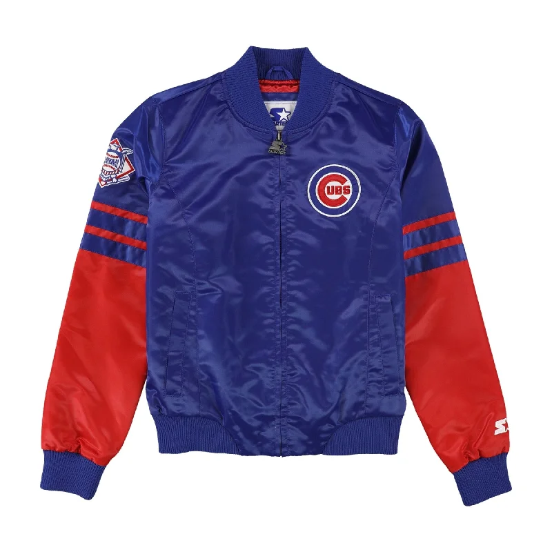 Men's boxy jackets-STARTER Mens Chicago Cubs Jacket, Blue, Small (Regular)