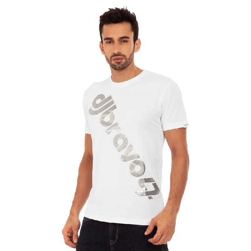 Men's short-sleeve stretch cotton shirt-djbravo47 Men's White - Logo Silver Foiled T-shirt