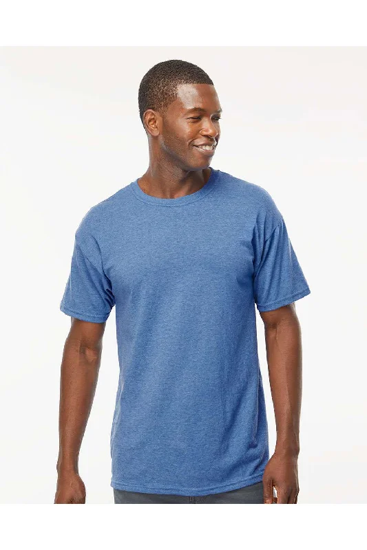 Men's short-sleeve perforated athletic tee-M&O Mens Gold Soft Touch Short Sleeve Crewneck T-Shirt - Heather Royal Blue