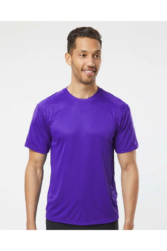 Men's short-sleeve mustard yellow top-Paragon Mens Islander Performance Moisture Wicking Short Sleeve Crewneck T-Shirt - Purple